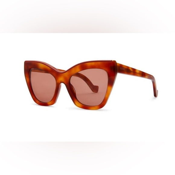 Loewe Tortoiseshell Cat Eye Brown Tan Orange Sunglasses LW 40014U - Picture 8 of 8